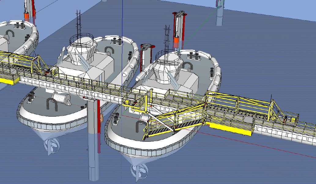 Wireframe Design Drawing for Tidal Access Platform onto Tug